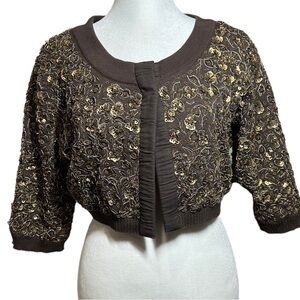 Ruehl No. 925 Crop Cardigan Embellished Bolero Top New with Tickets Size Large